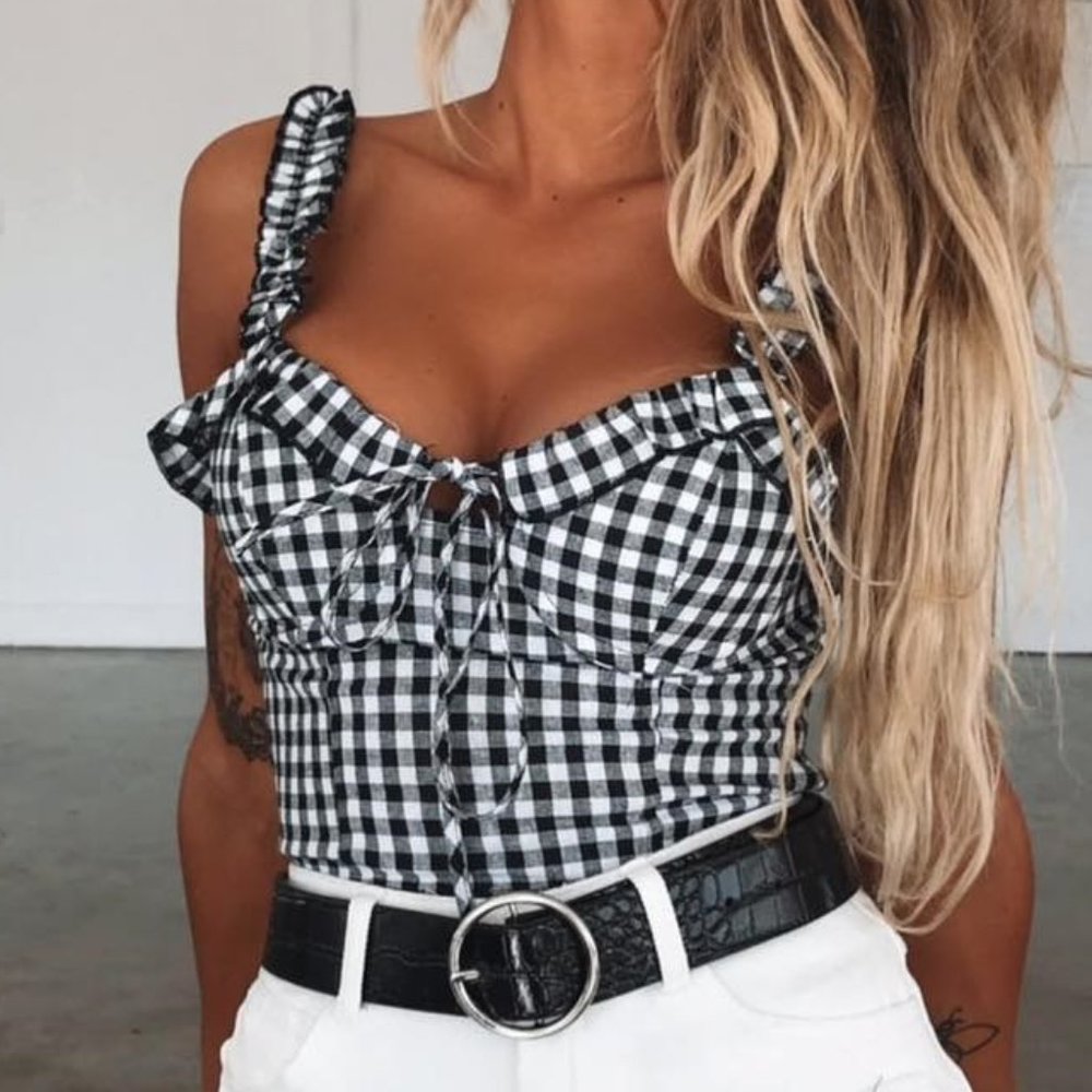 Black and White Vintage Vibe Halter Top